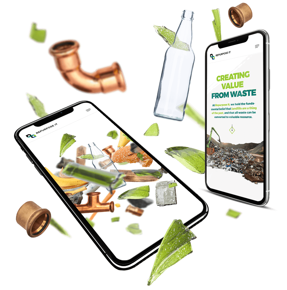 Two Mobile Views of Repurpose It Website Imagery